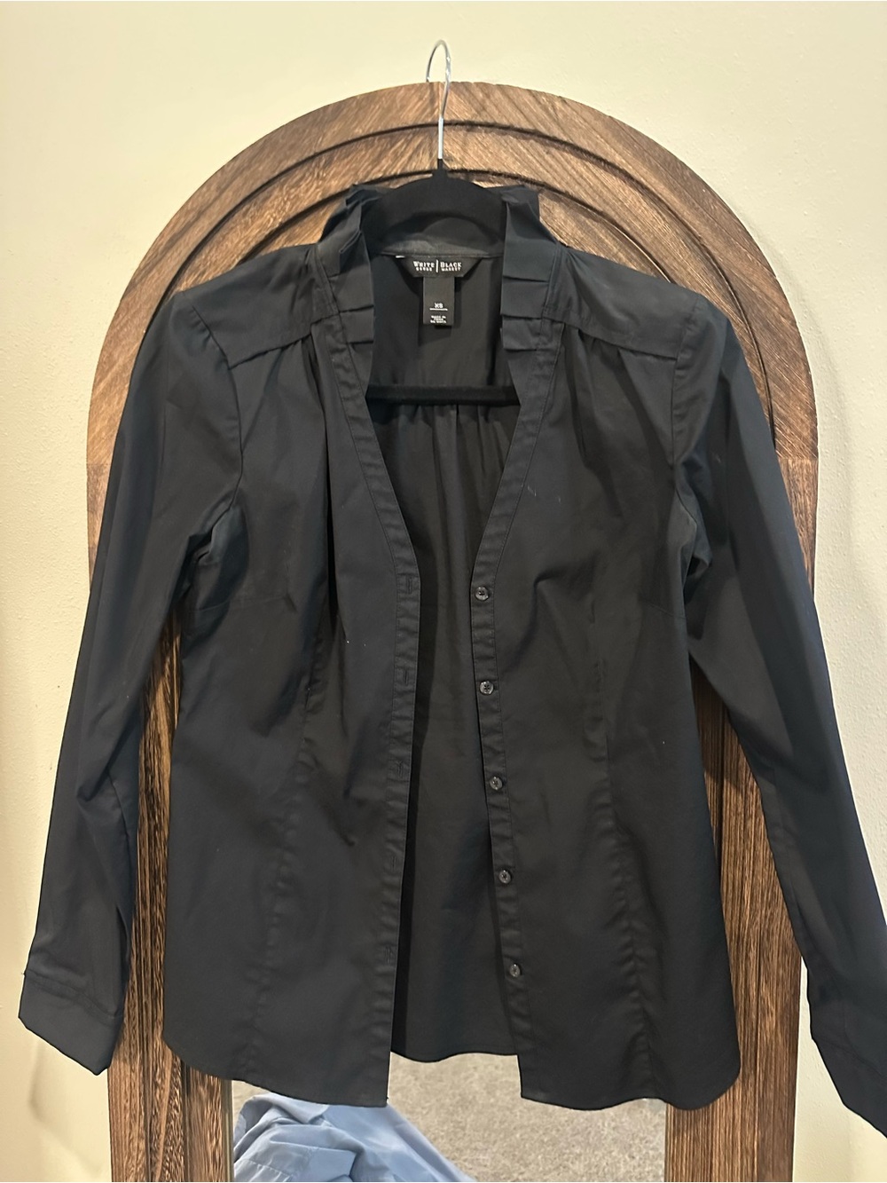White House Black Market Black Button-Front Shirt Jacket